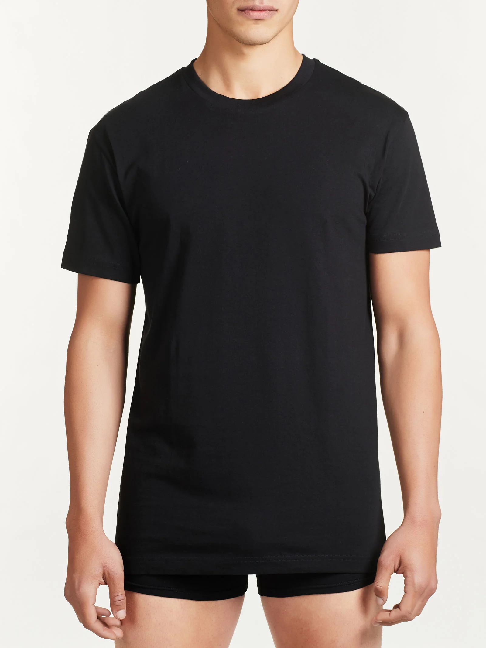 100% Cotton - Maglietta girocollo alto in cotone  - Nero Bipack - Image 2