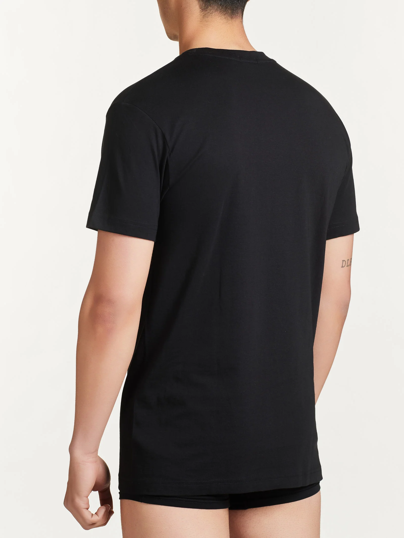 100% Cotton - Maglietta girocollo alto in cotone  - Nero Bipack - Image 3
