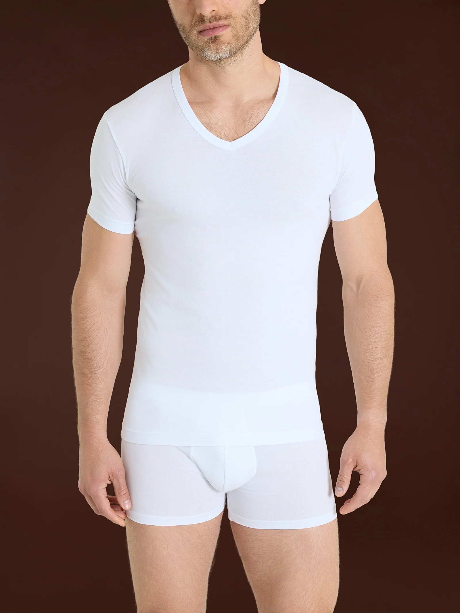 100% Cotton - Maglietta scollo a V in cotone  - B.co Bipack - Image 2