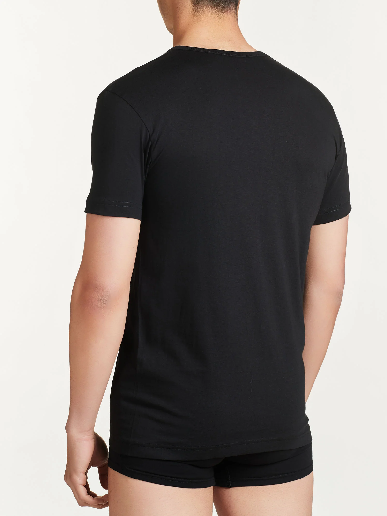 100% Cotton - Maglietta scollo a V in cotone  - Nero Bipack - Image 3