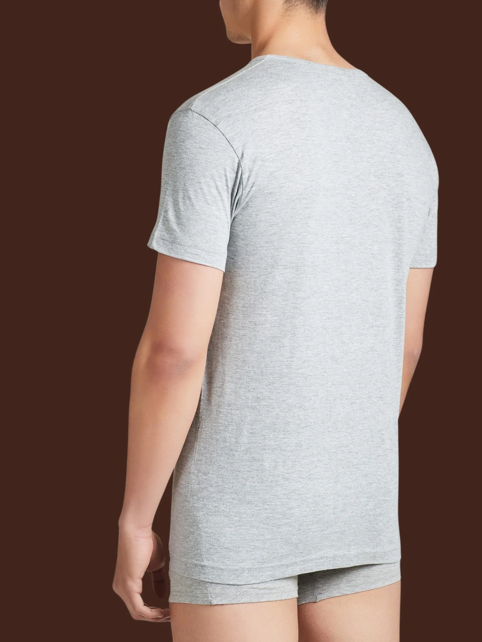 100% Cotton - Maglietta scollo a V in cotone  - Argento Bipack - Image 2