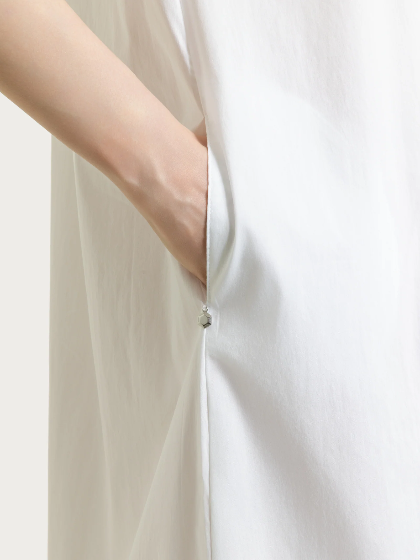 Abito con collo a camicia in Poplin di Cotone - Bianco - Image 3