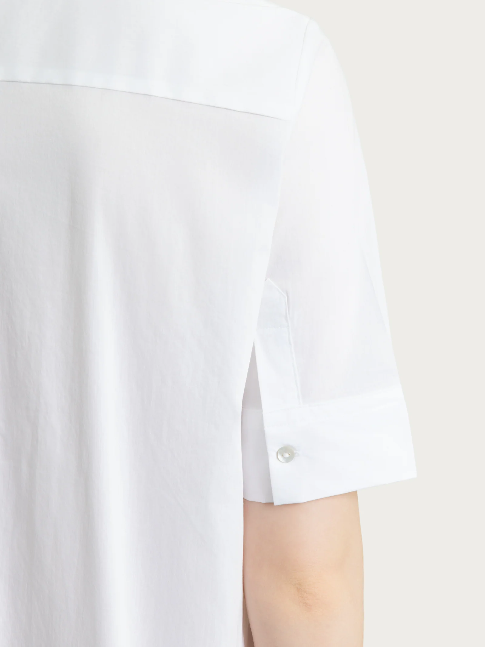 Abito con collo a camicia in Poplin di Cotone - Bianco - Image 5