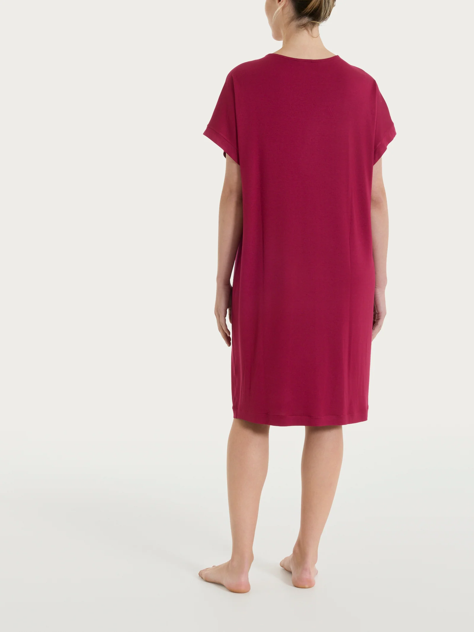 Abito con occhielli in Viscosa Summer  - Beet Red - Image 2