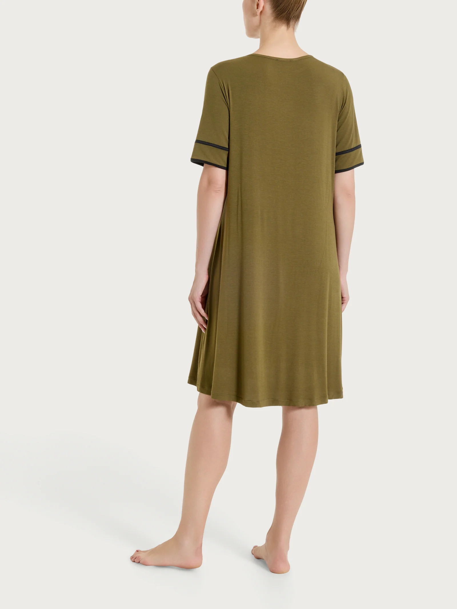 Abito con piping in Viscosa Summer  - Fant. Dark Olive - Image 2