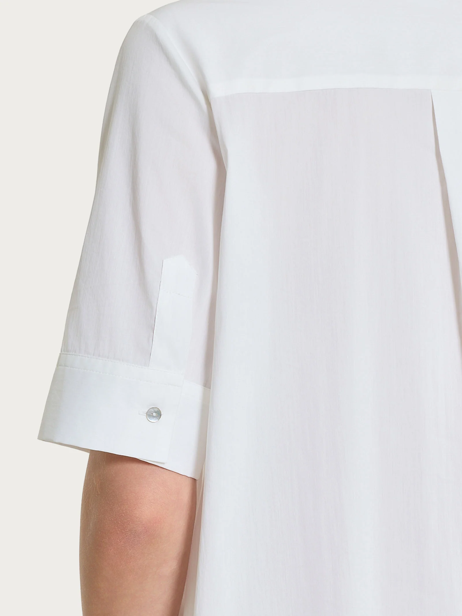 Abito lungo con collo a camicia in Poplin di Cotone - Bianco - Image 4
