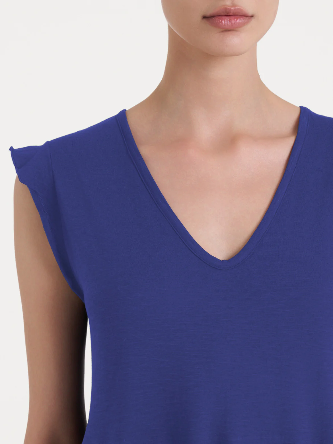 Abito lungo con manichine in Jersey di Cotone - Skipper Blue - Image 3