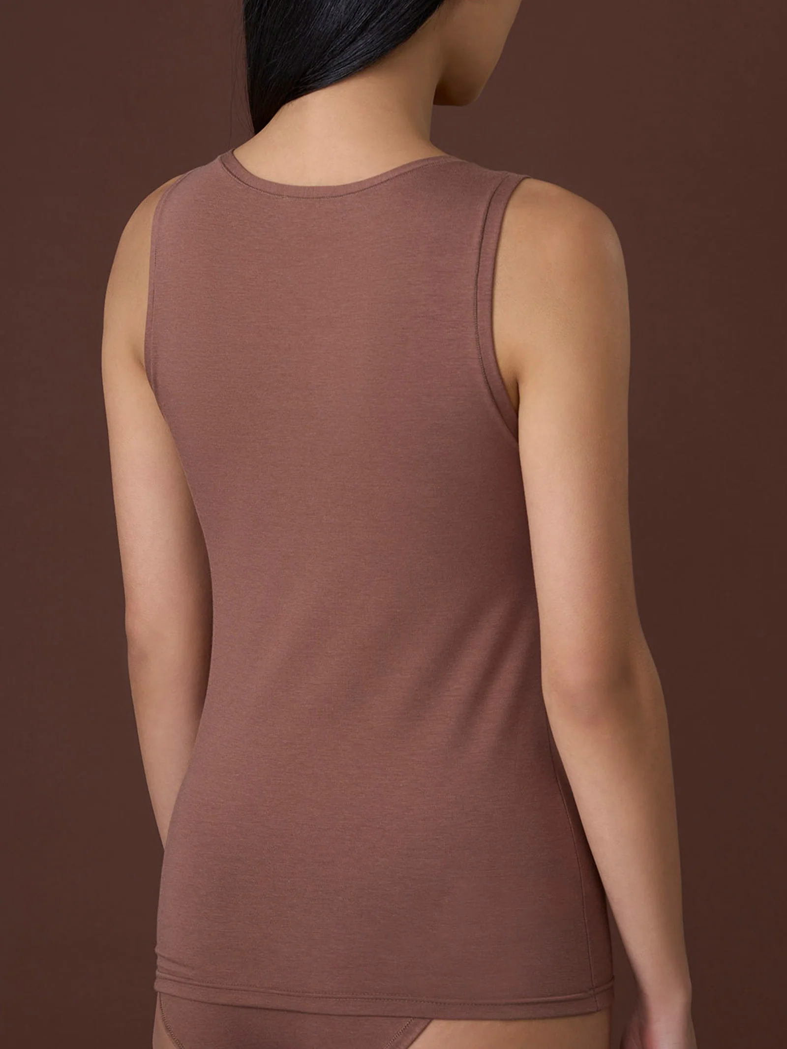 beYOUtiful - Canottiera spalla larga in cotone elasticizzato extra fine - Acorn - Image 5