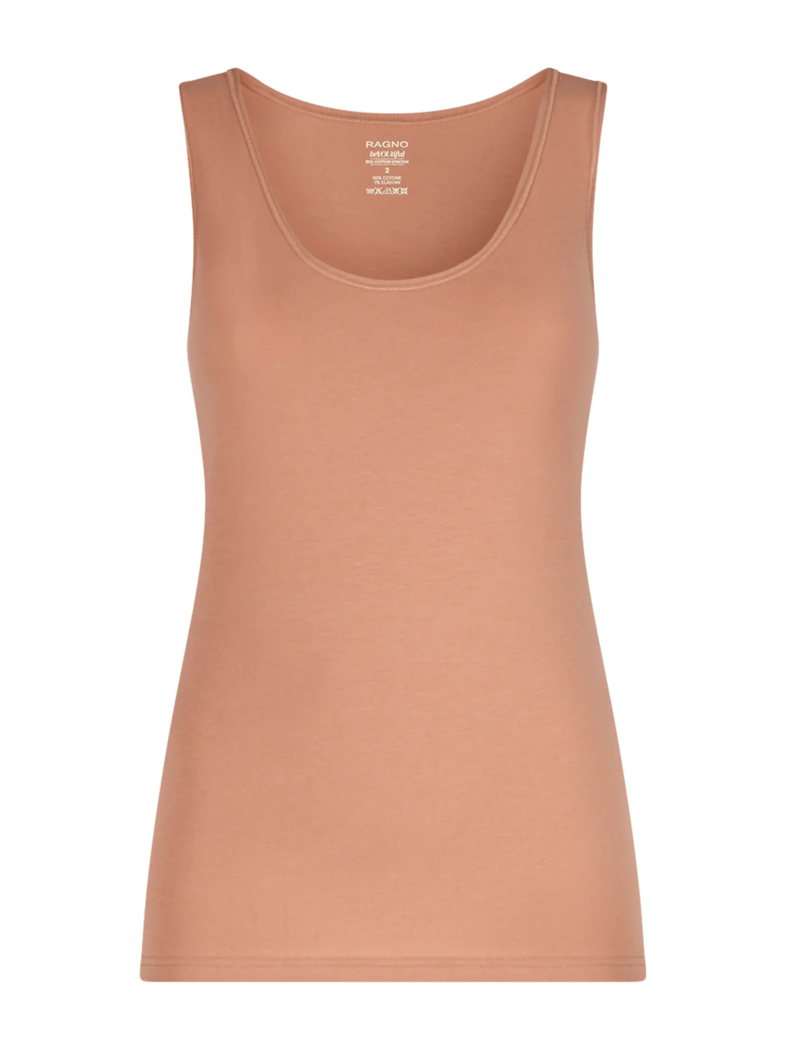 beYOUtiful - Canottiera spalla larga in cotone elasticizzato extra fine - Nougat