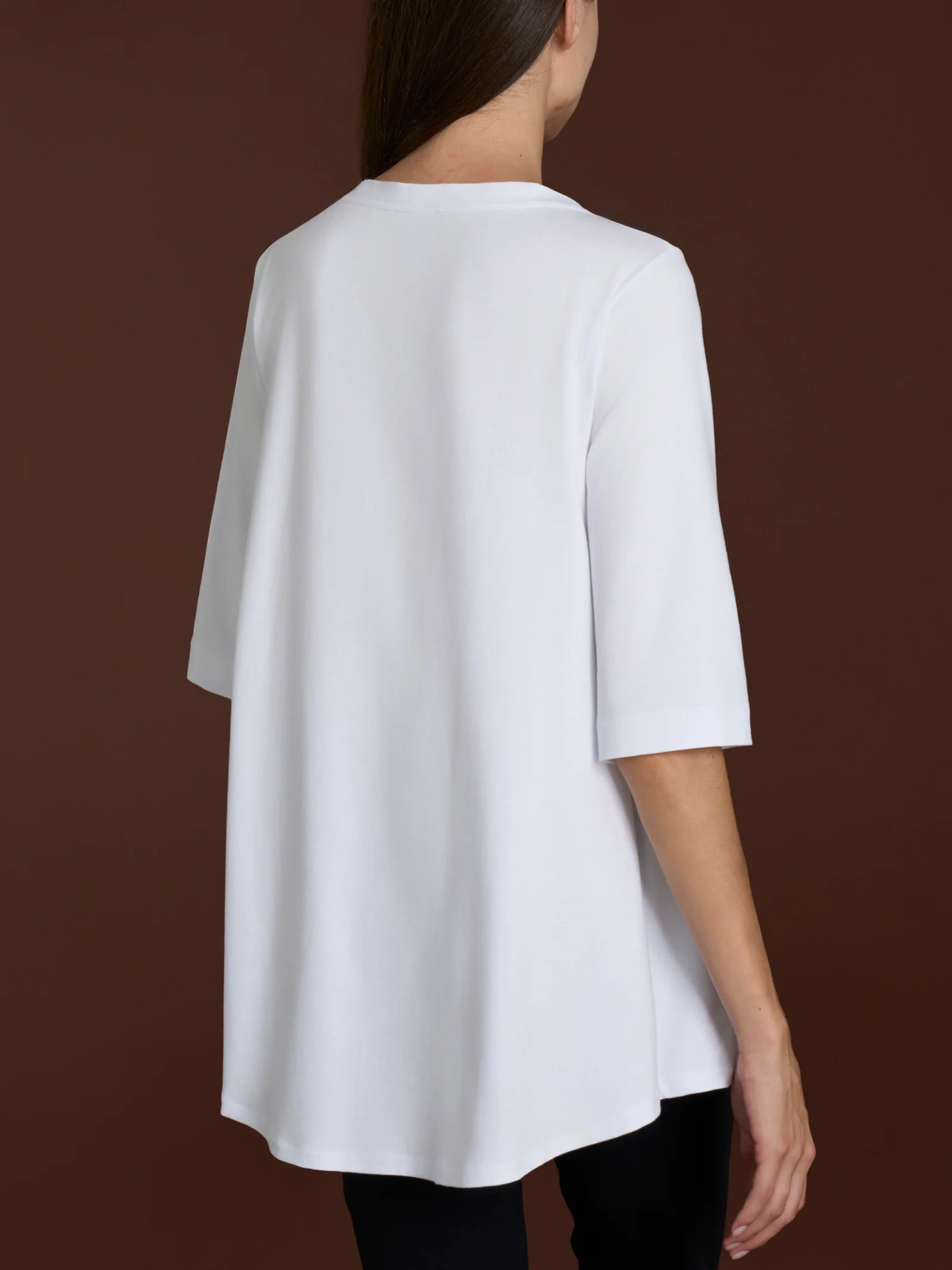 beYOUtiful Homewear – Maglietta con manica 3/4 in cotone elasticizzato  - Bianco - Image 2
