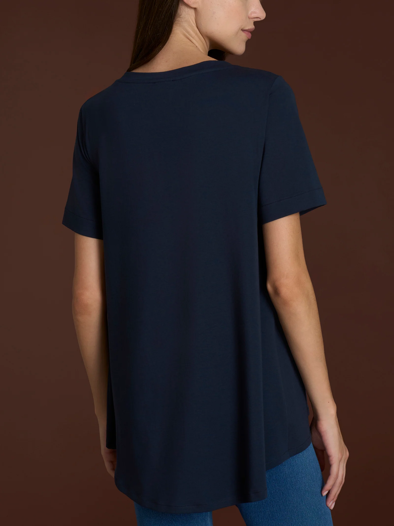 beYOUtiful Homewear – Maglietta girocollo in cotone elasticizzato  - Bleu - Image 2