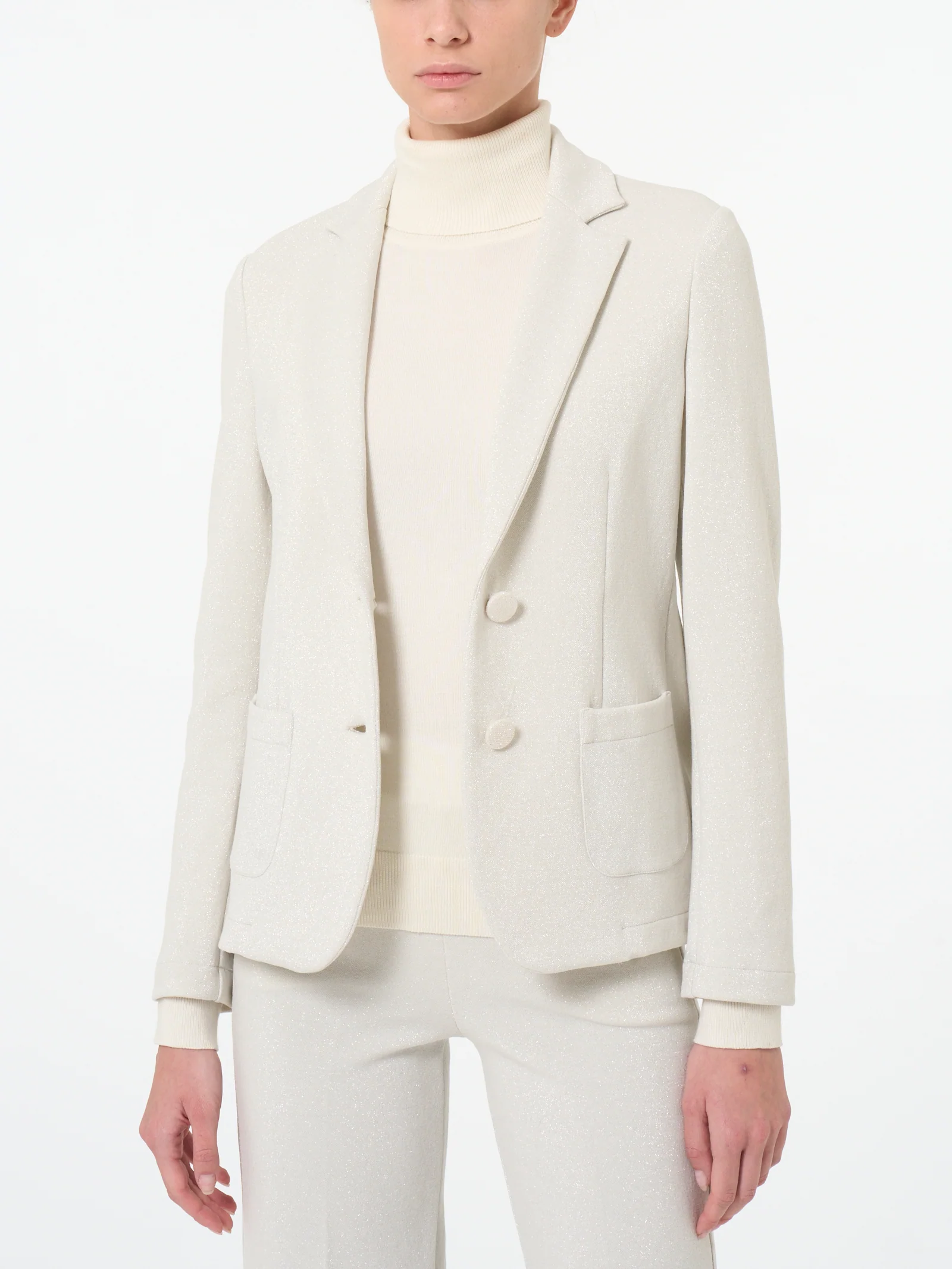 Blazer a due bottoni in tessuto Eco Jacquard - Fant.Champignon - Image 3