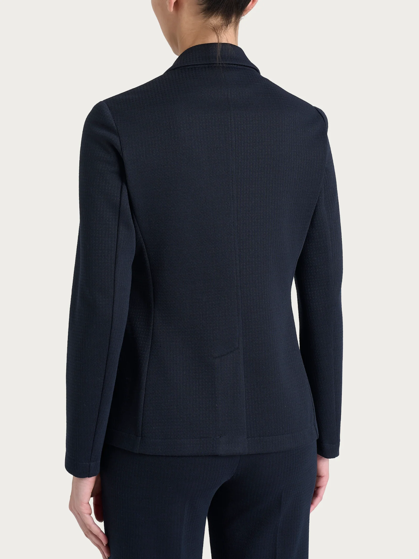 Blazer con due bottoni e micro check in Eco Jacquard - Fant.Bleu - Image 2