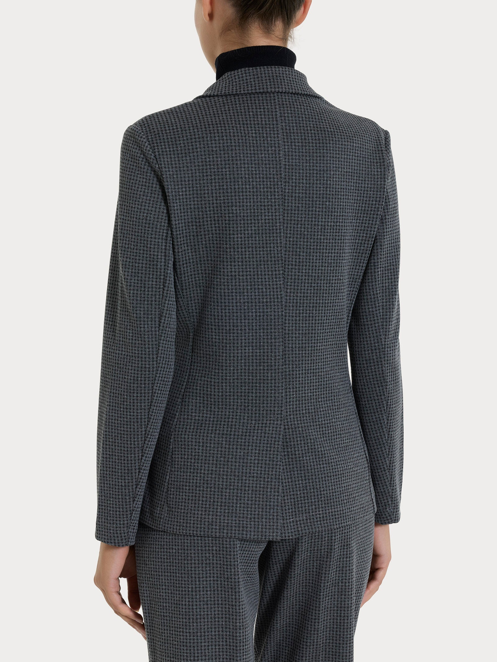 Blazer con due bottoni e micro check in Eco Jacquard - Fant.Ardesia Mel. - Image 2