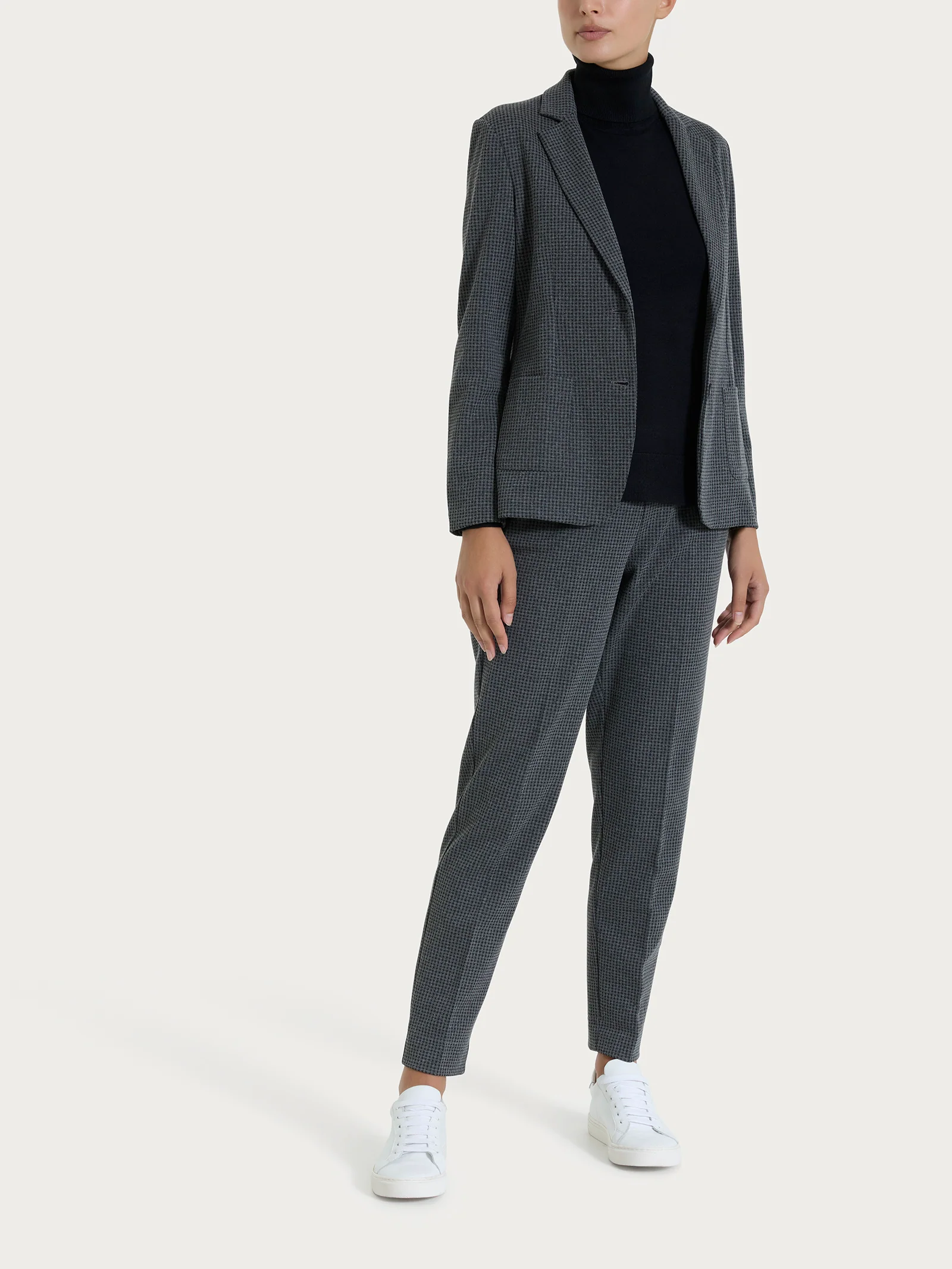 Blazer con due bottoni e micro check in Eco Jacquard - Fant.Ardesia Mel. - Image 4