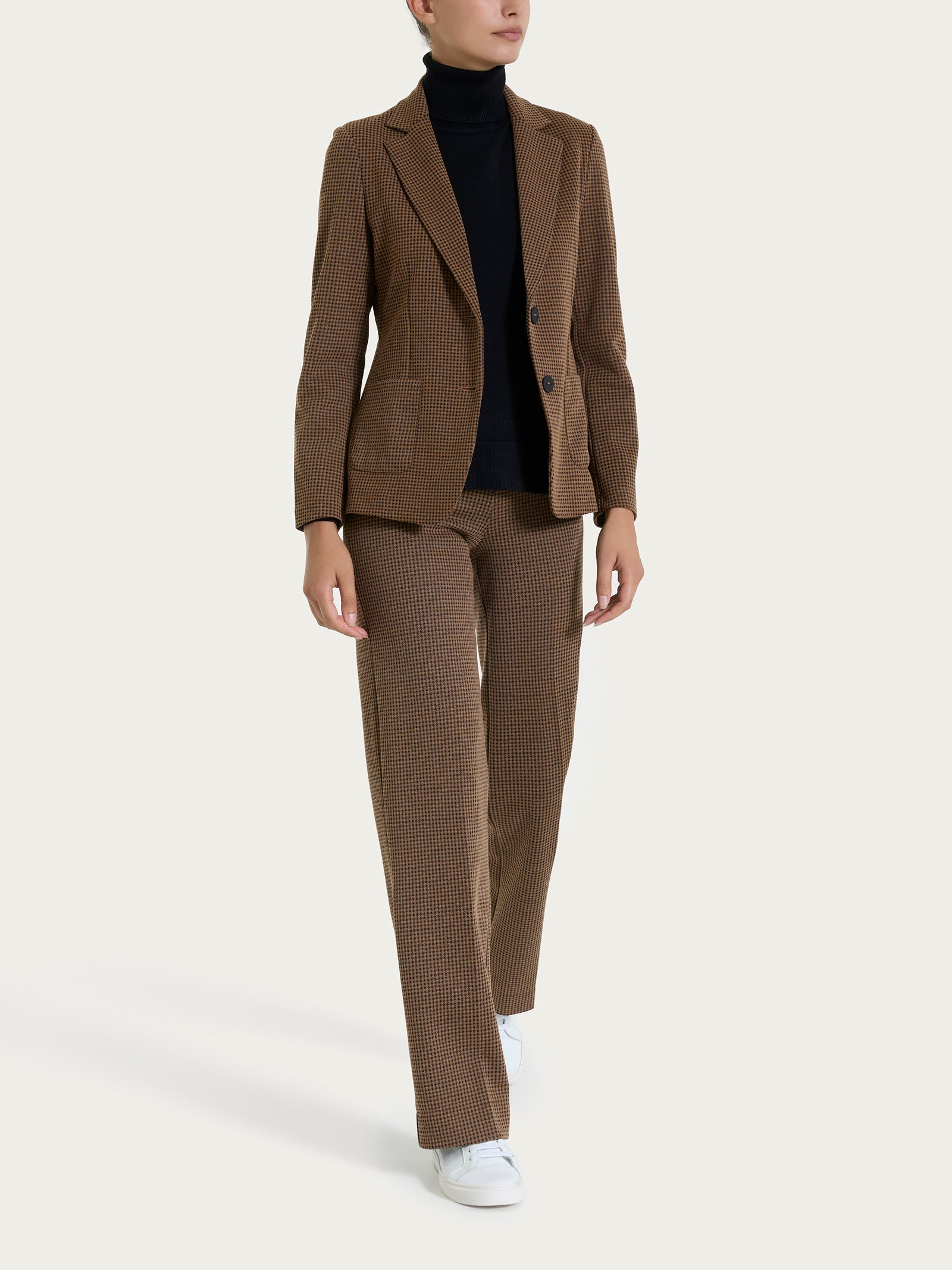 Blazer con due bottoni e micro check in Eco Jacquard - Fant. Pine Bark - Image 4