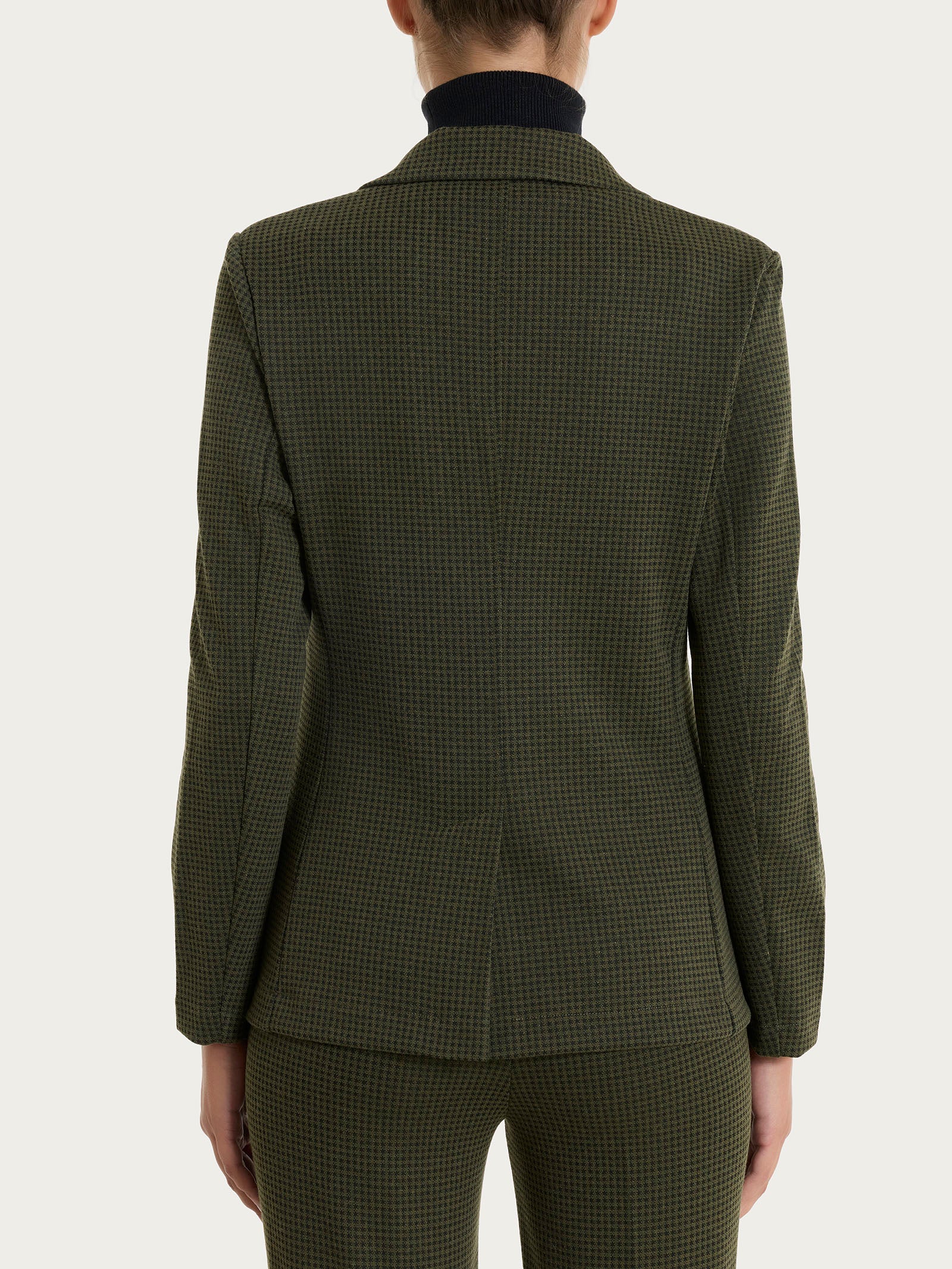 Blazer con due bottoni e micro check in Eco Jacquard - Fant. Dark Olive - Image 2