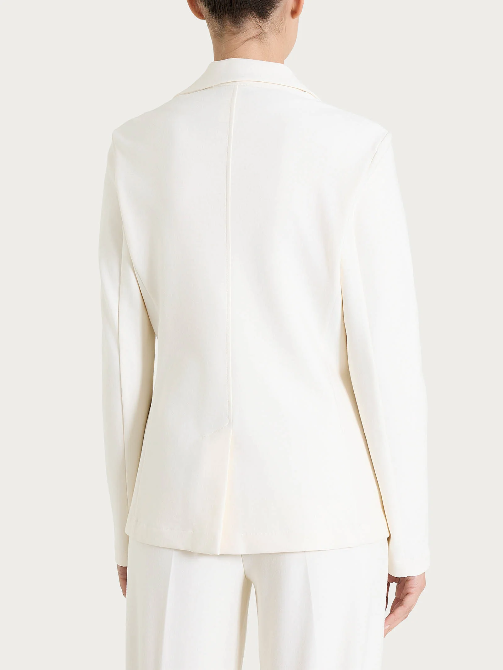 Blazer con due bottoni in Compact - Avorio - Image 2