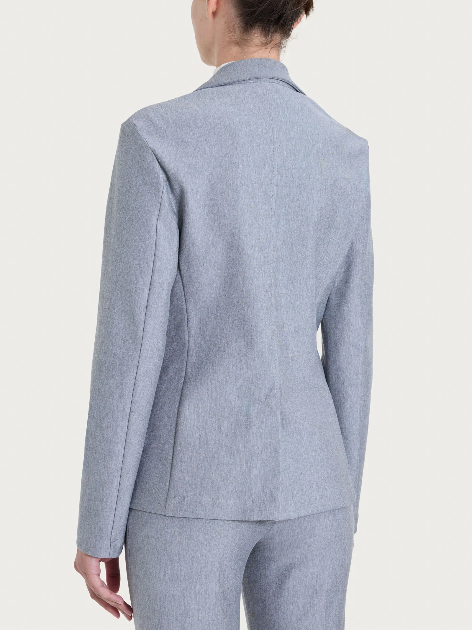 Blazer con due bottoni in Compact - Grigio Mel. - Image 2