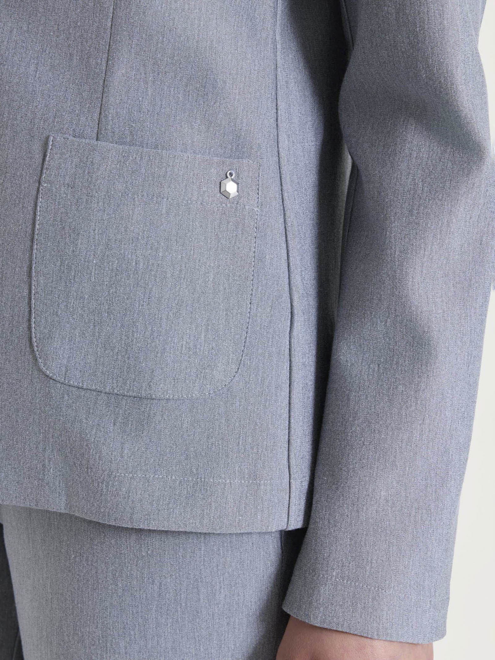 Blazer con due bottoni in Compact - Grigio Mel. - Image 3