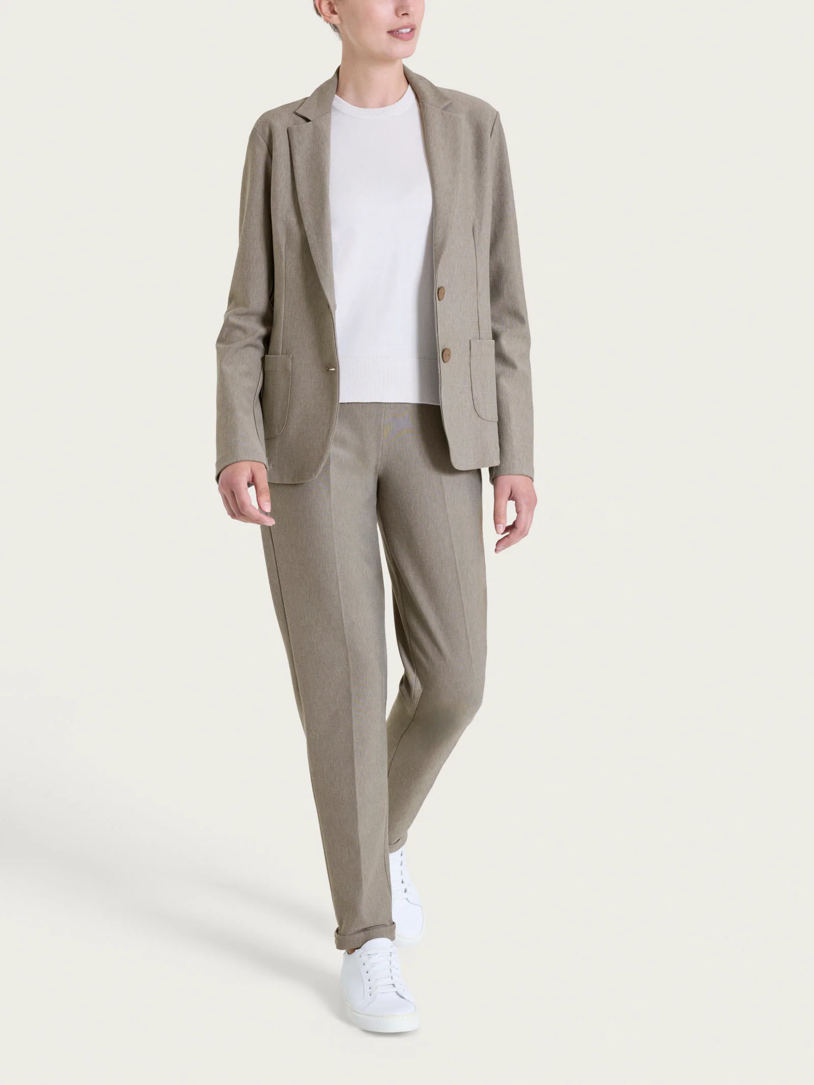 Blazer con due bottoni in Compact - Glace' Mel. - Image 4