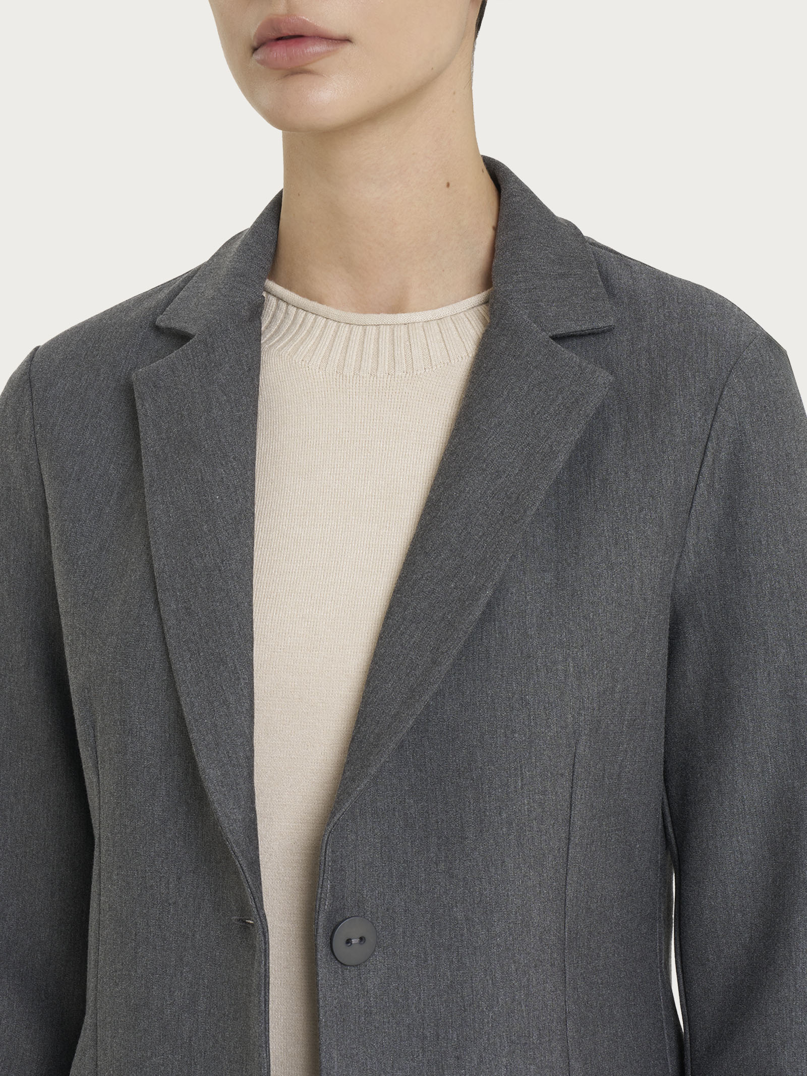 Blazer con due bottoni in Compact - Ardesia Mel. - Image 3