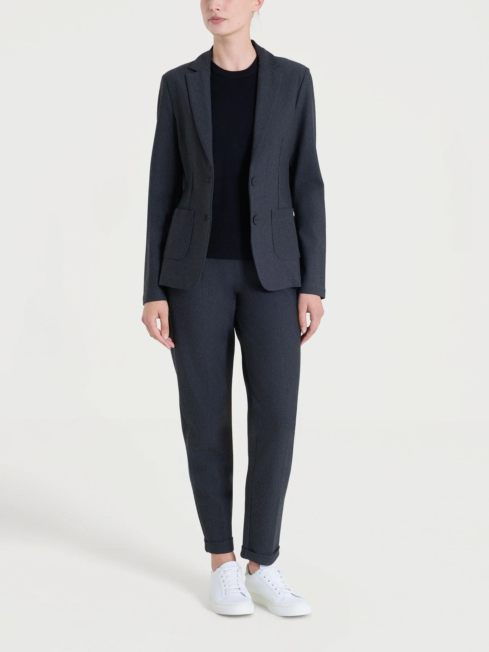 Blazer con due bottoni in Compact - Oscuro Mel. - Image 4
