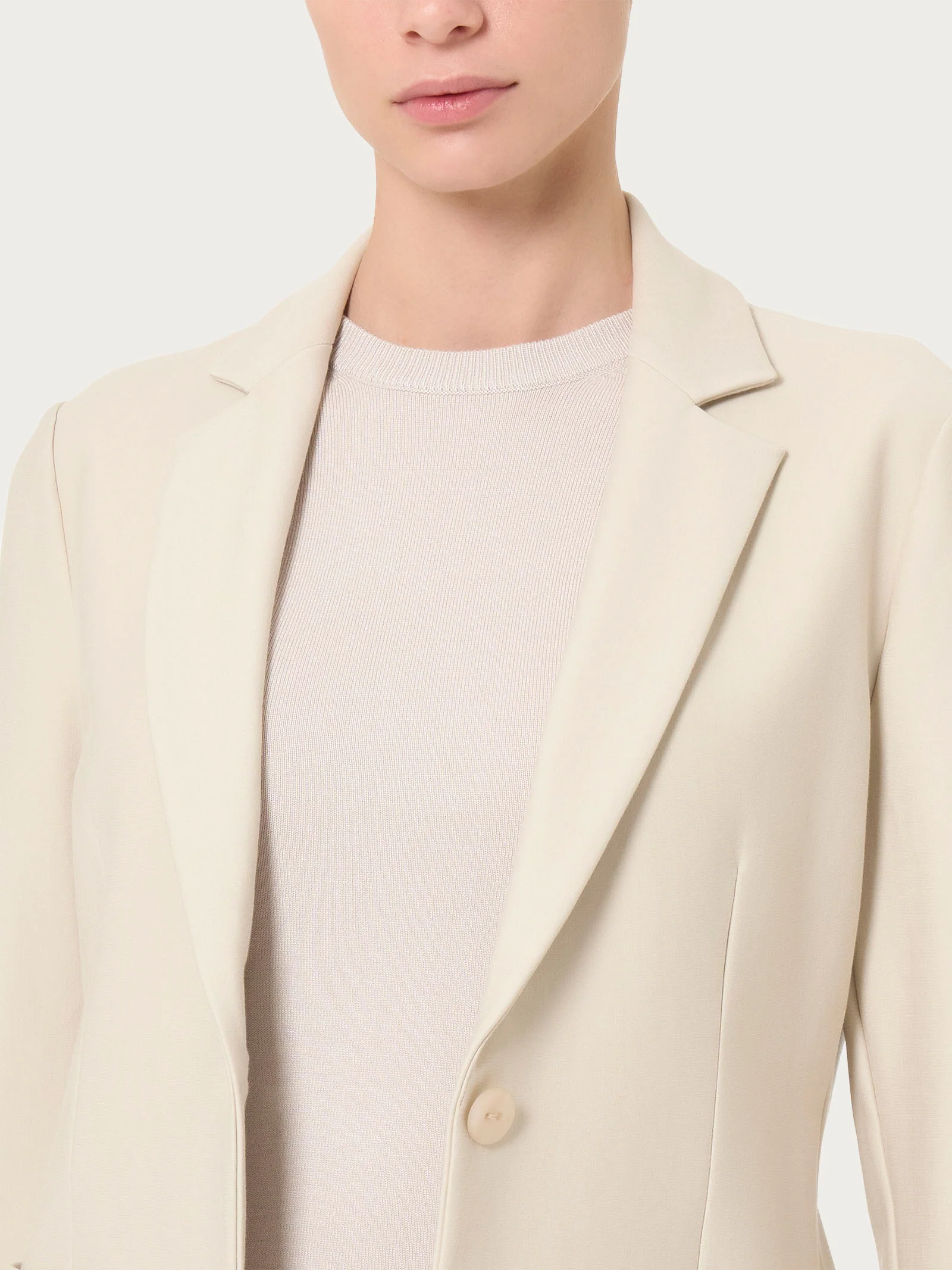 Blazer con due bottoni in Compact - Champignon - Image 3