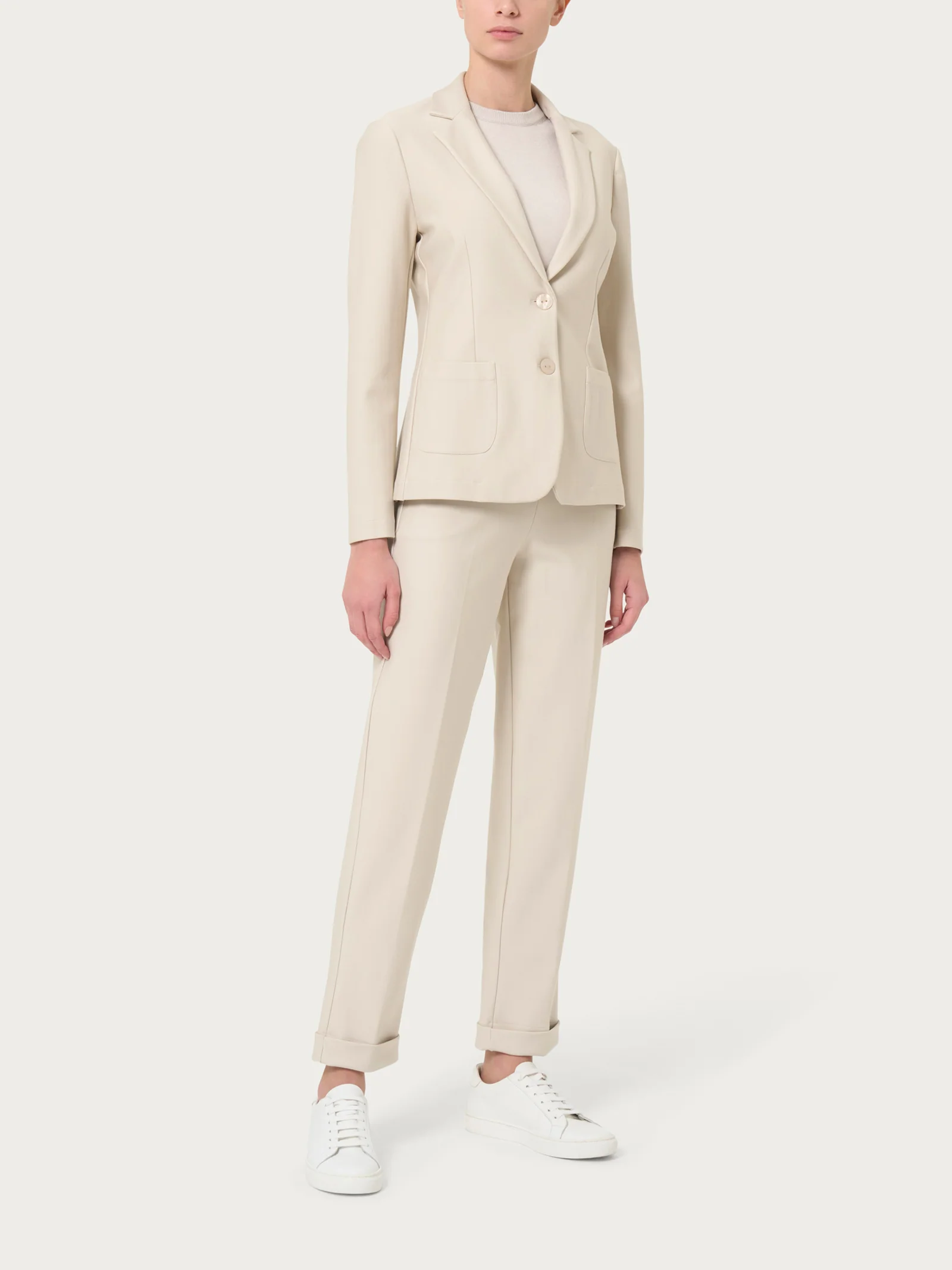 Blazer con due bottoni in Compact - Champignon - Image 4