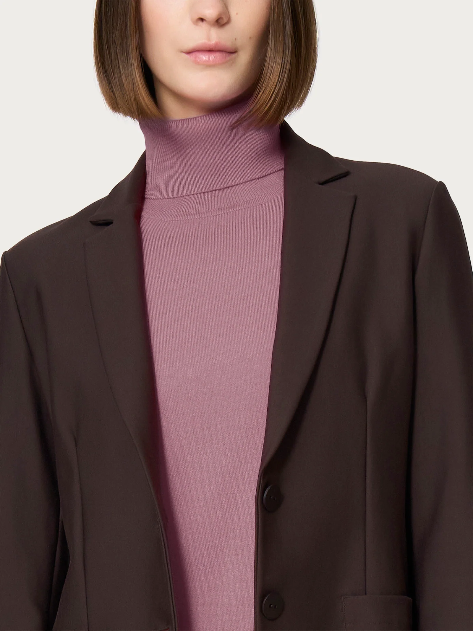Blazer con due bottoni in Compact - Chocolate Torte - Image 3