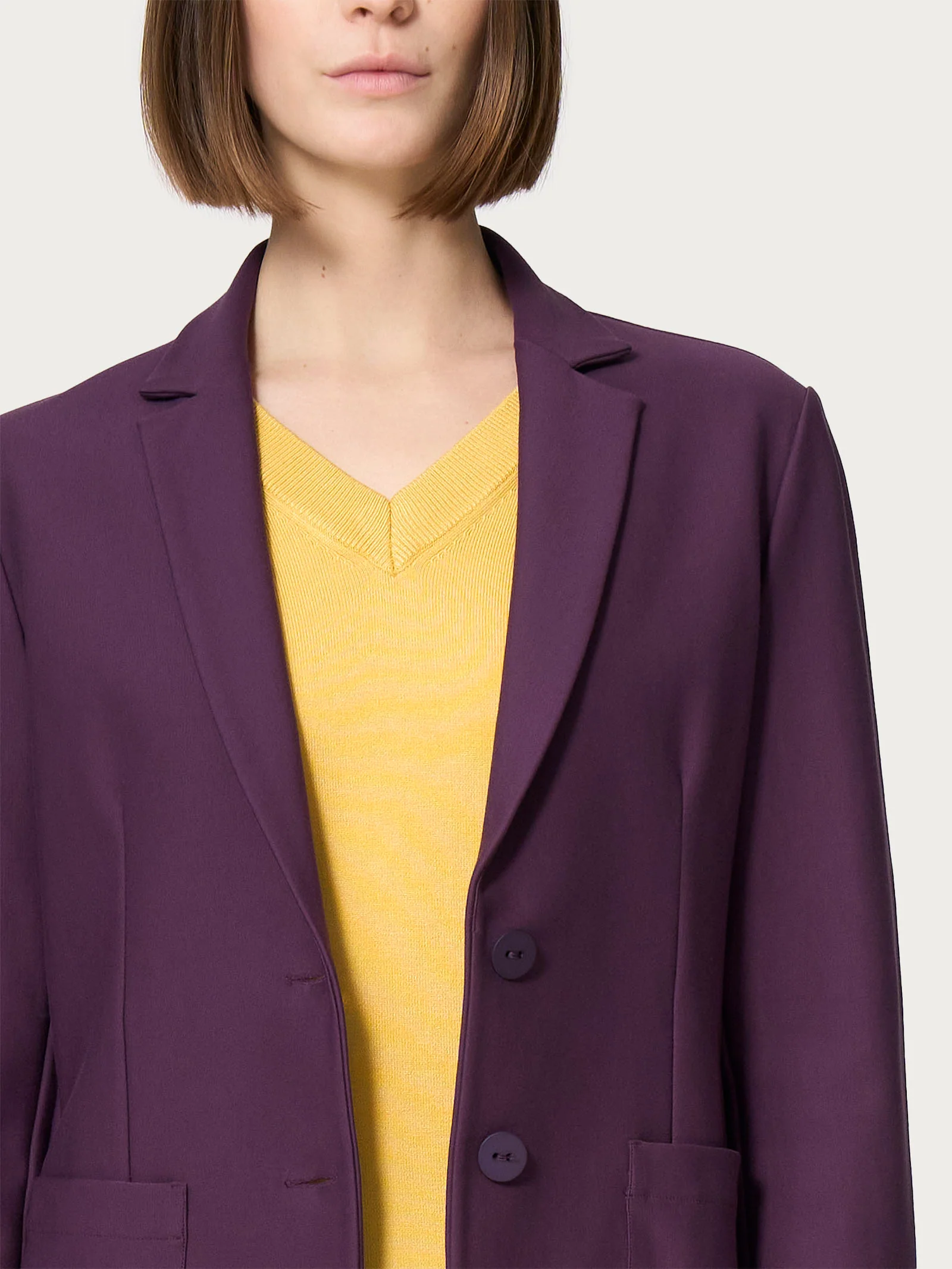 Blazer con due bottoni in Compact - Plum Perfect - Image 3