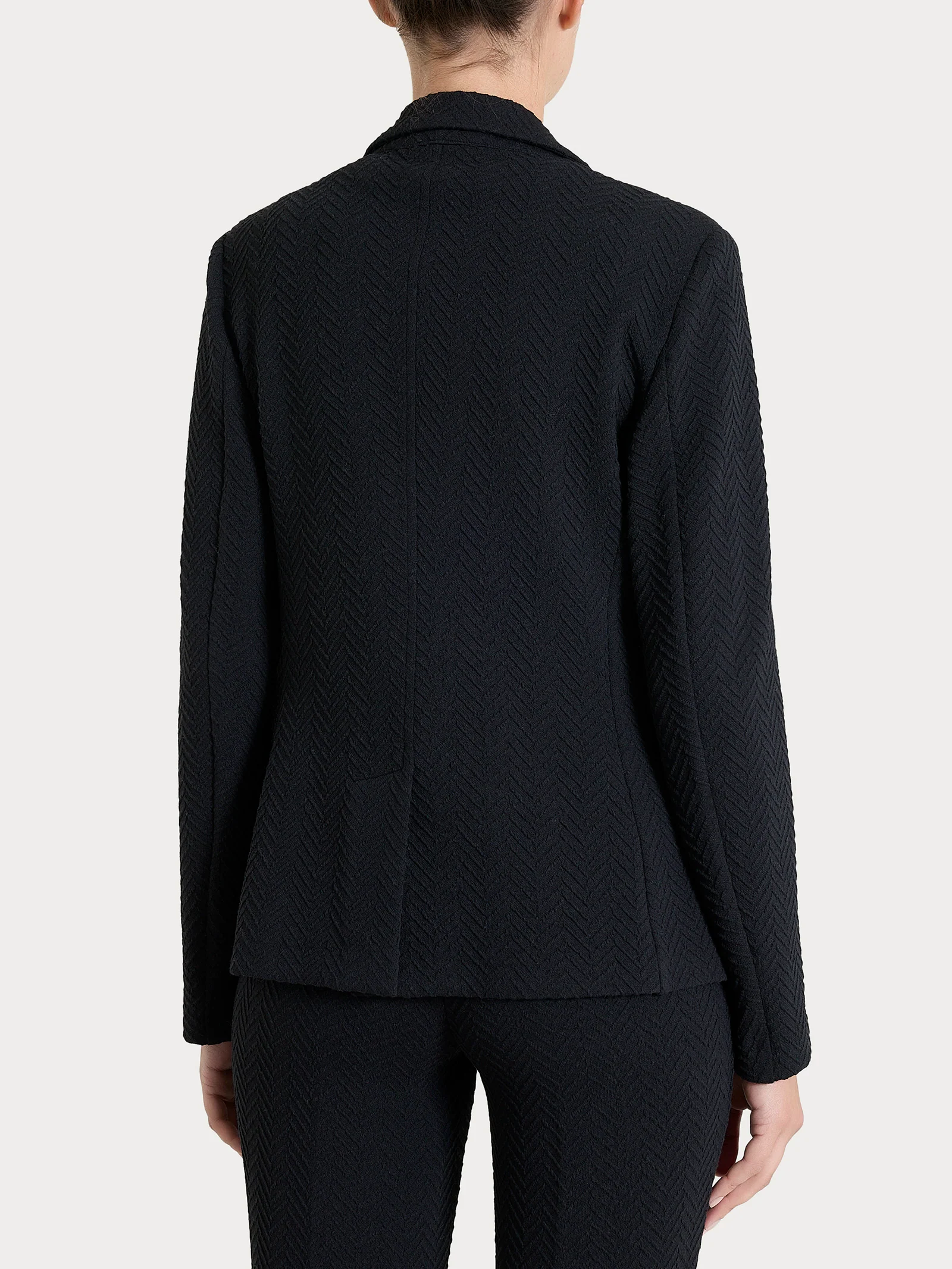 Blazer con due bottoni in Eco Jacquard - Nero - Image 2