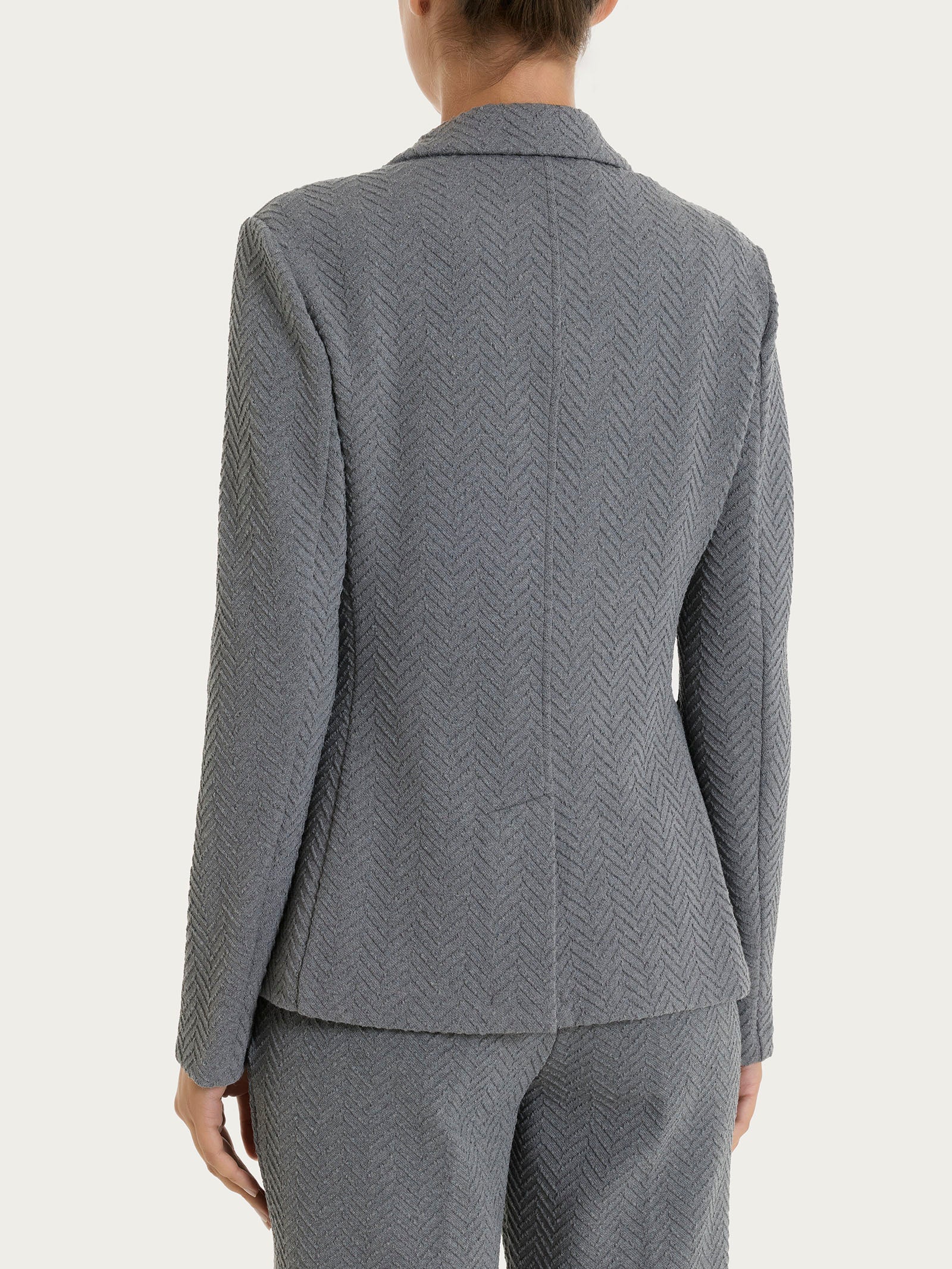 Blazer con due bottoni in Eco Jacquard - Grigio Mel. - Image 2