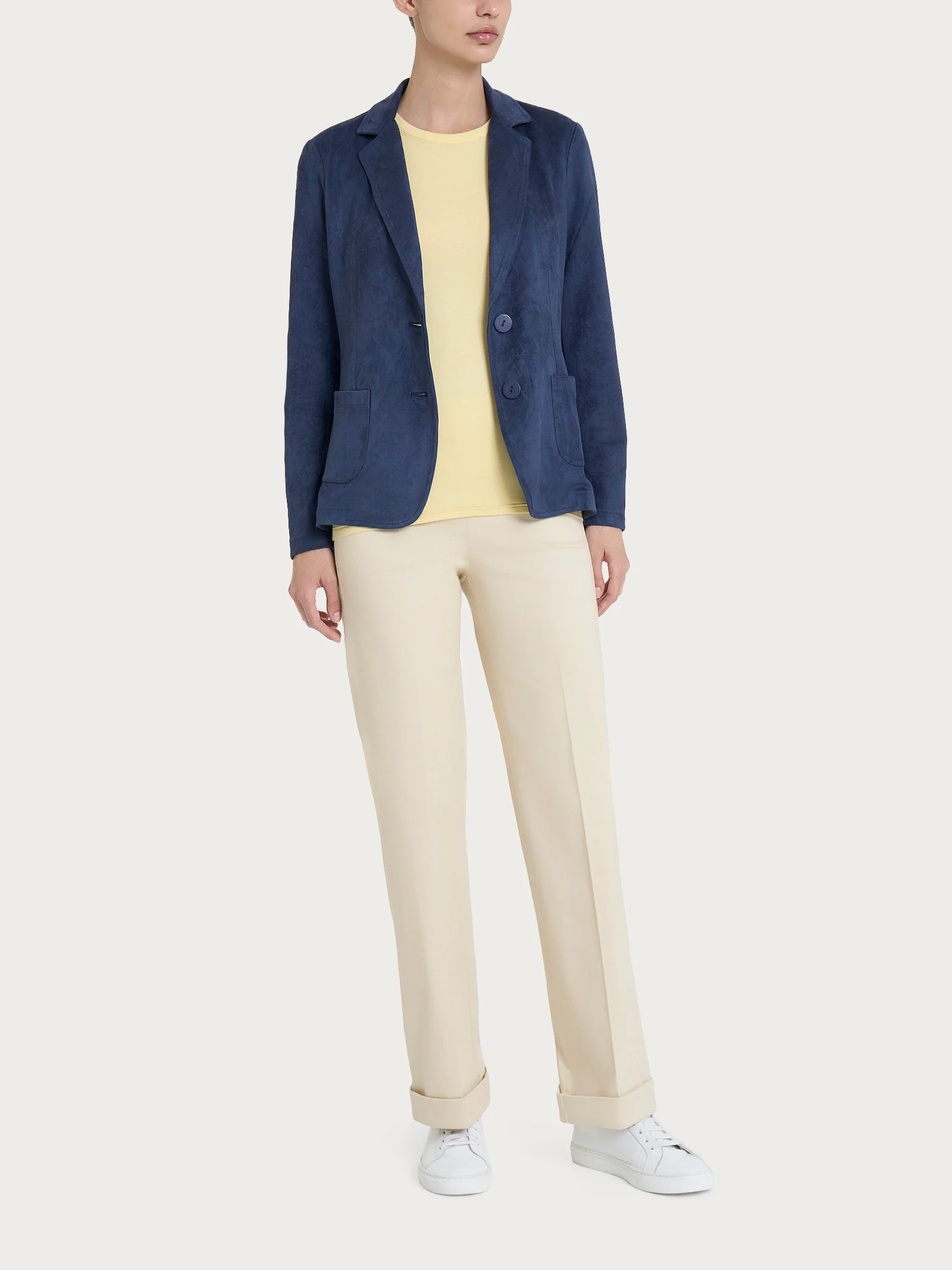 Blazer con due bottoni in Eco Suede - Bleu - Image 4