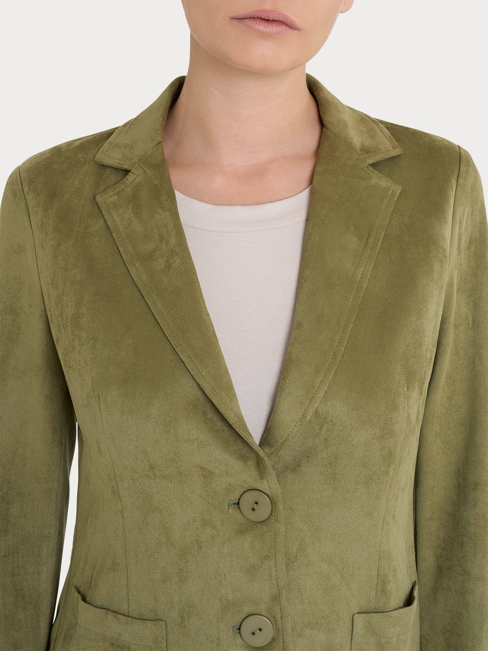 Blazer con due bottoni in Eco Suede - Sphagnum - Image 3
