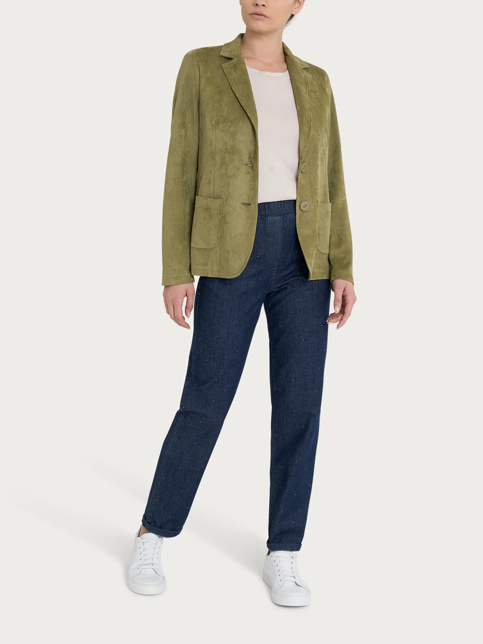 Blazer con due bottoni in Eco Suede - Sphagnum - Image 4