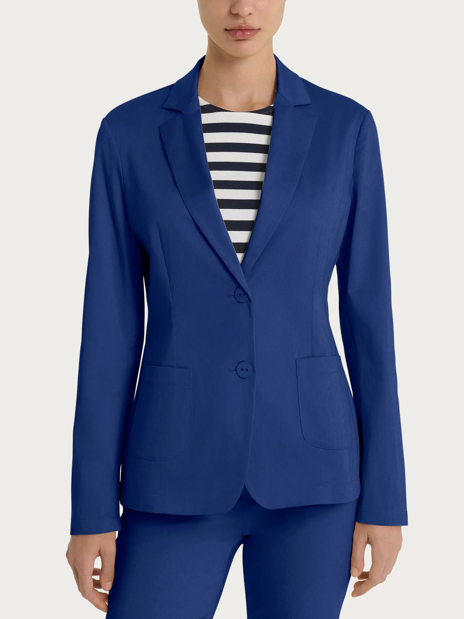 Blazer con due bottoni in Satin Power - Blueberry - Image 4