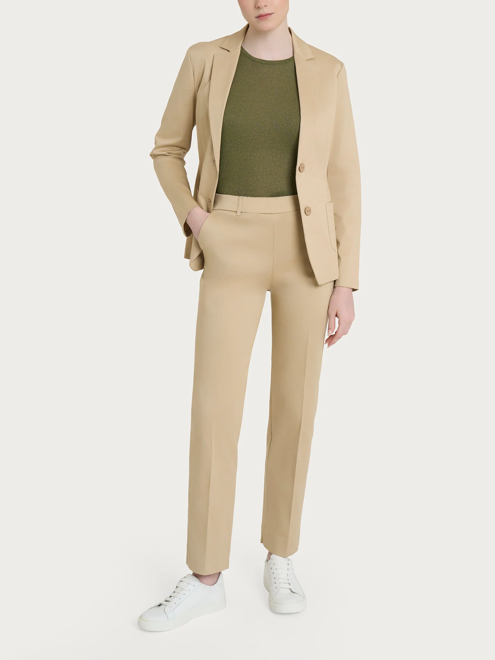 Blazer con due bottoni in Satin Power - Irish Cream - Image 5