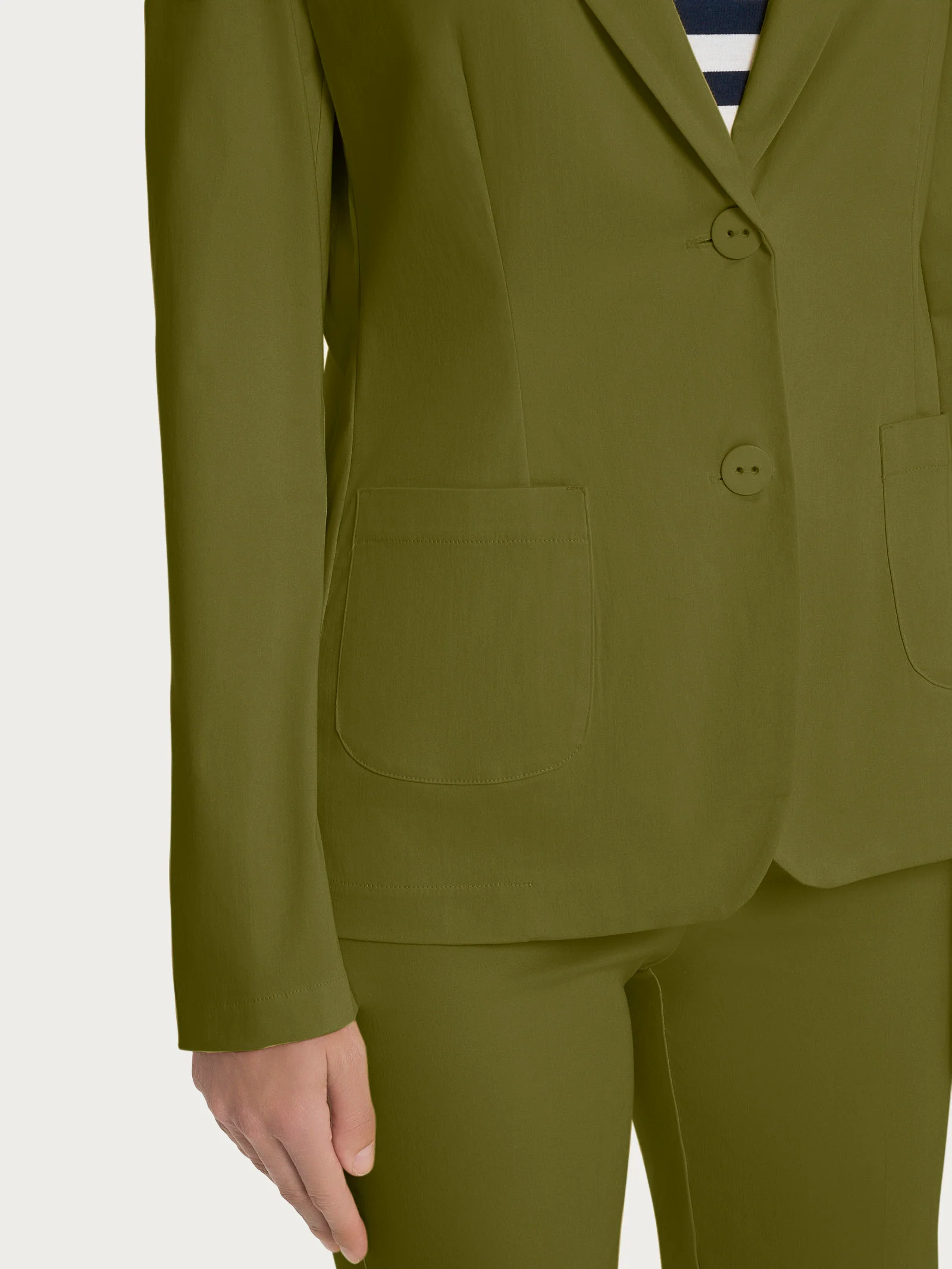 Blazer con due bottoni in Satin Power - Sphagnum - Image 3
