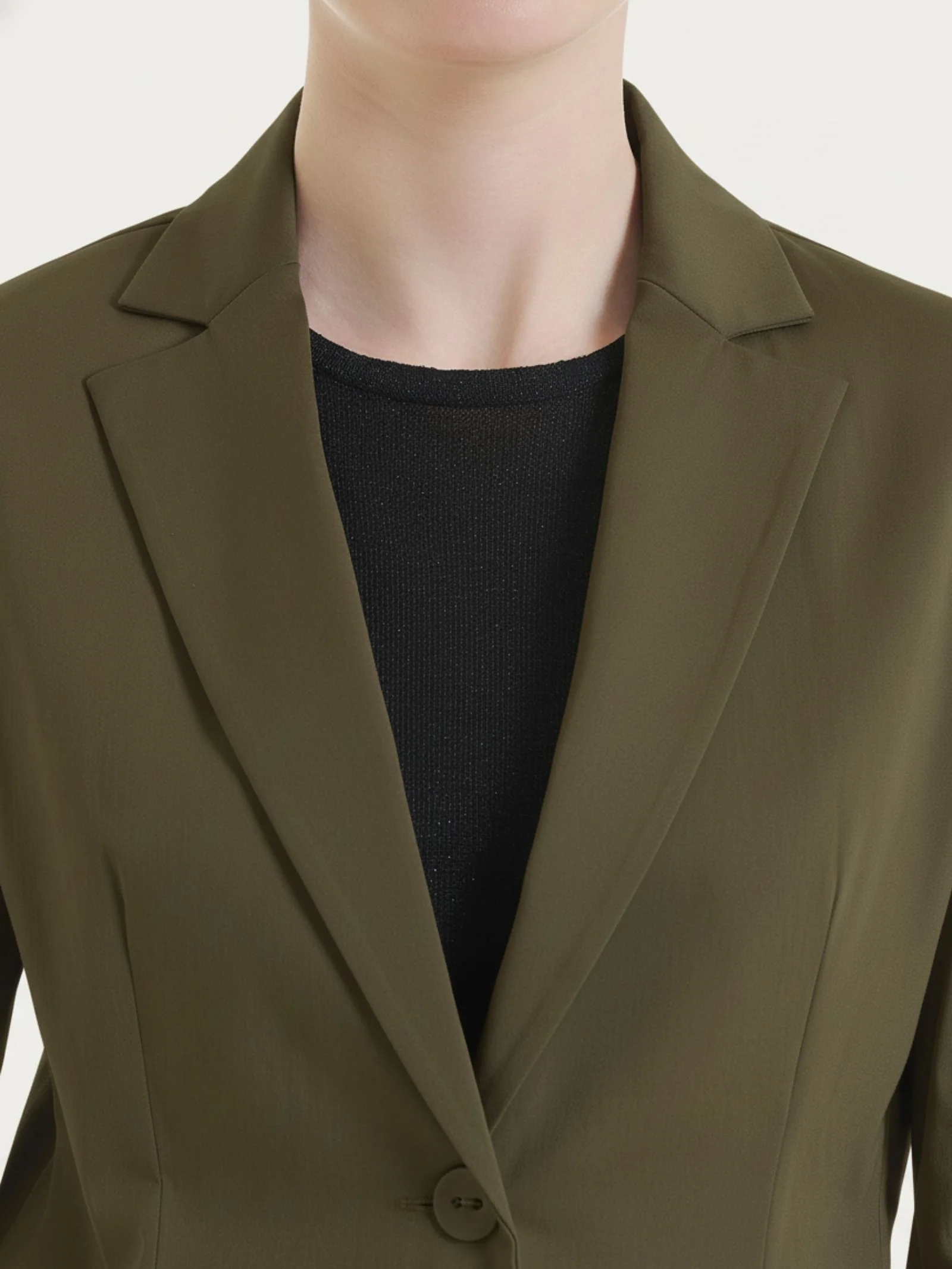 Blazer con due bottoni in Satin Power - Dark Olive - Image 3