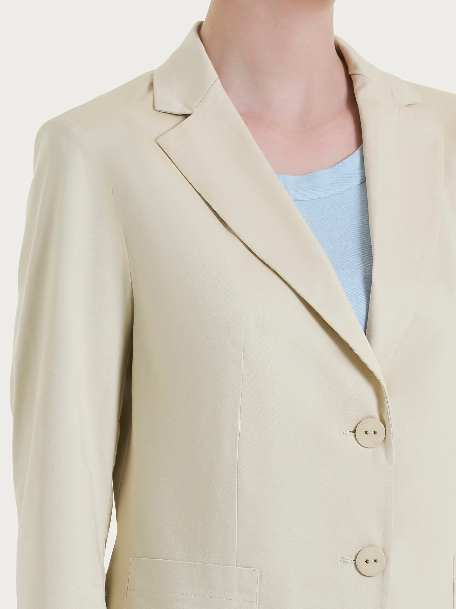 Blazer con due bottoni in Satin Power - Wood Ash - Image 3