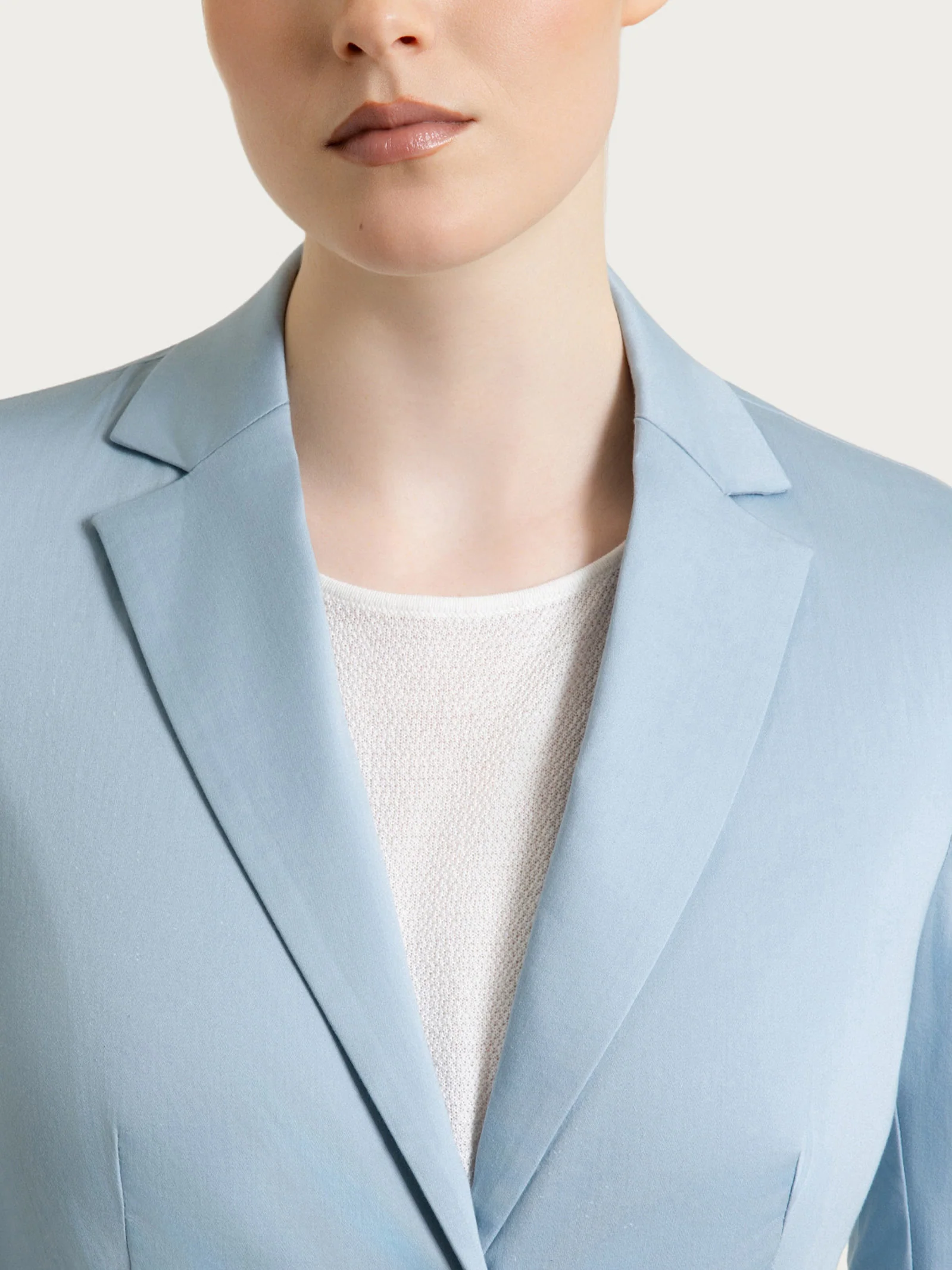 Blazer con due bottoni in Satin Power - Dusty Blue - Image 3
