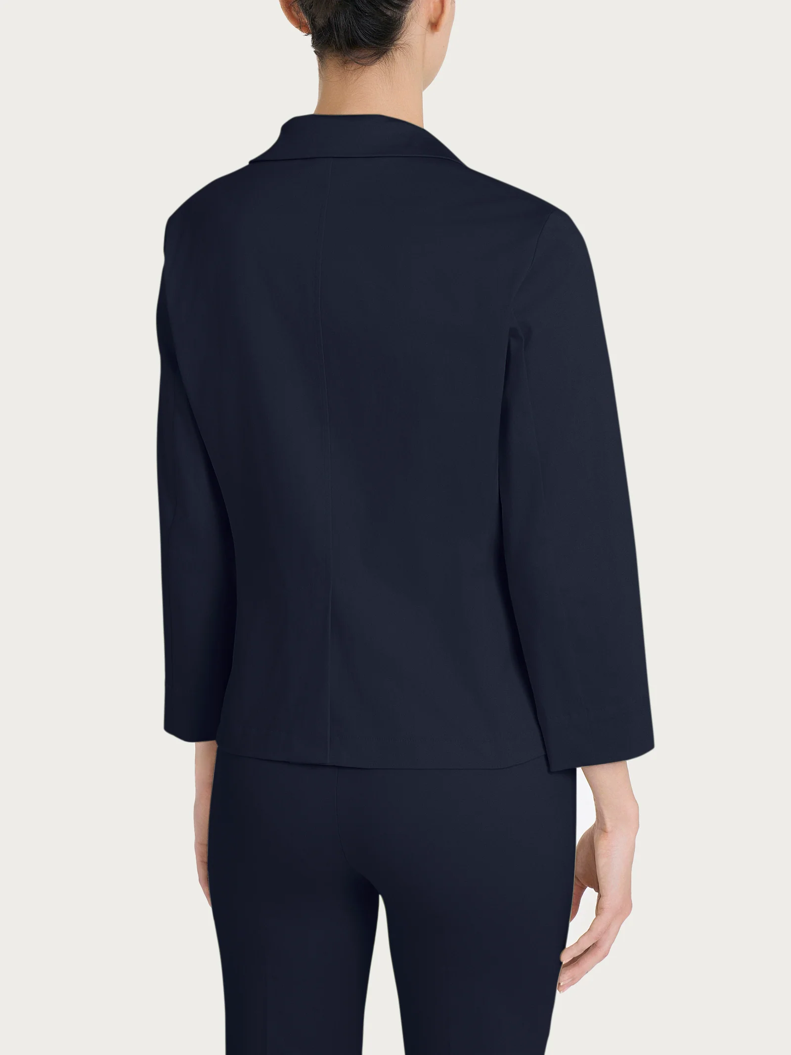 Blazer corto con 1 bottone e manica 3/4 in Satin Power - Bleu - Image 2