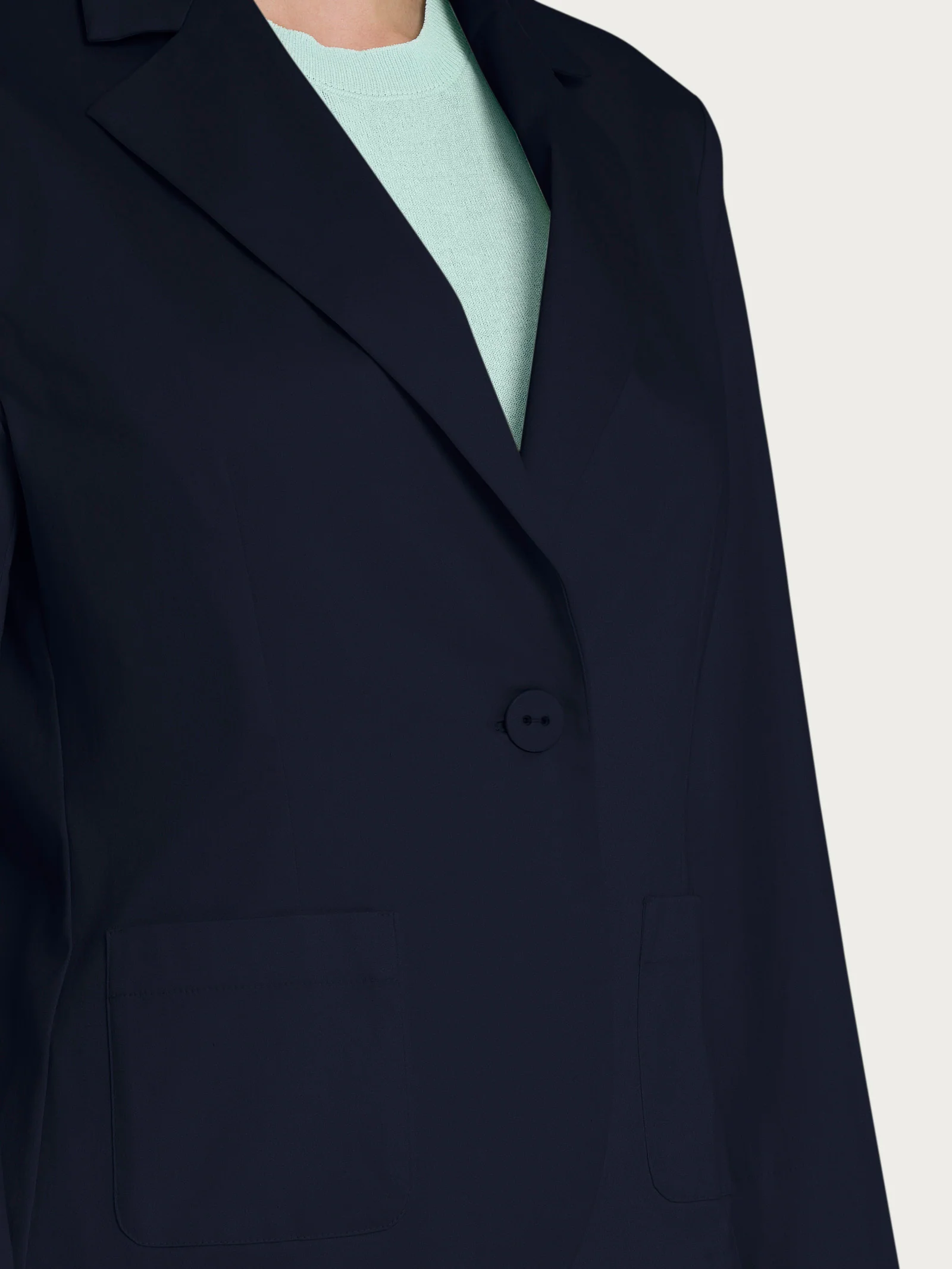 Blazer corto con 1 bottone e manica 3/4 in Satin Power - Bleu - Image 3