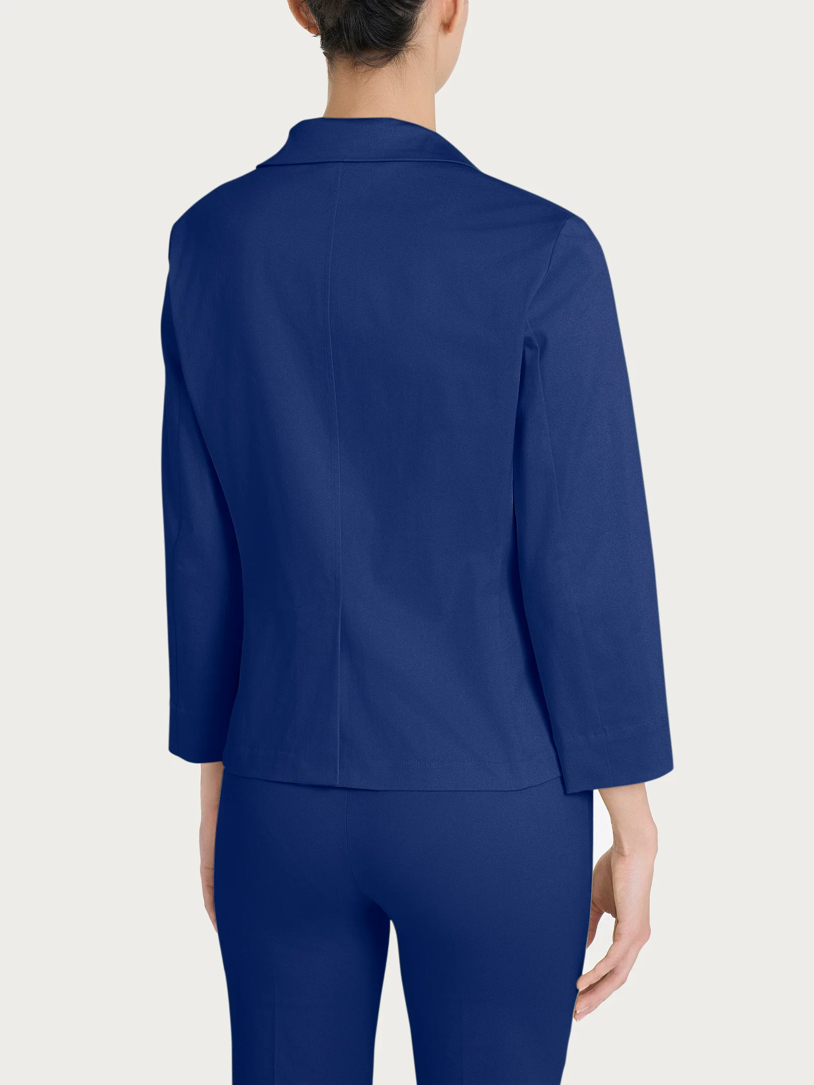 Blazer corto con 1 bottone e manica 3/4 in Satin Power - Blueberry - Image 2