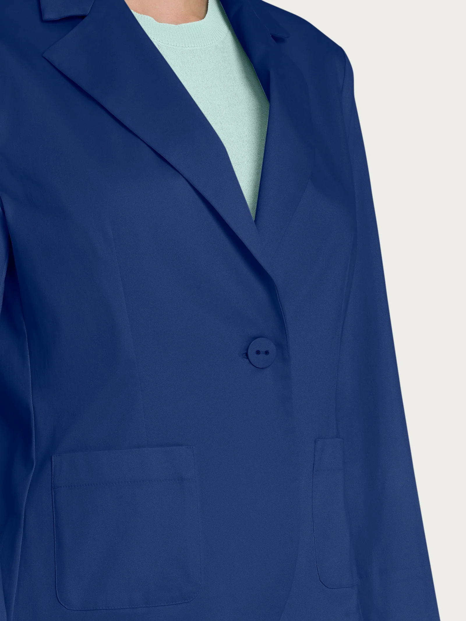 Blazer corto con 1 bottone e manica 3/4 in Satin Power - Blueberry - Image 3
