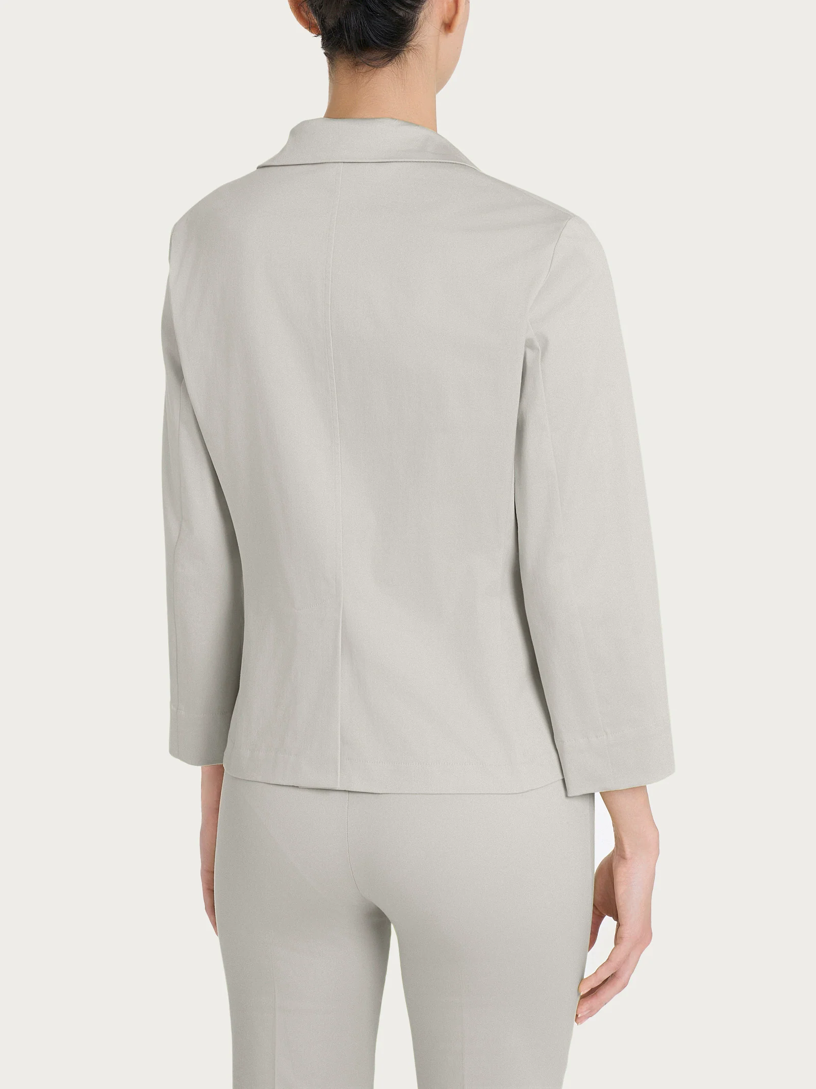 Blazer corto con 1 bottone e manica 3/4 in Satin Power - Dawn Blue - Image 2