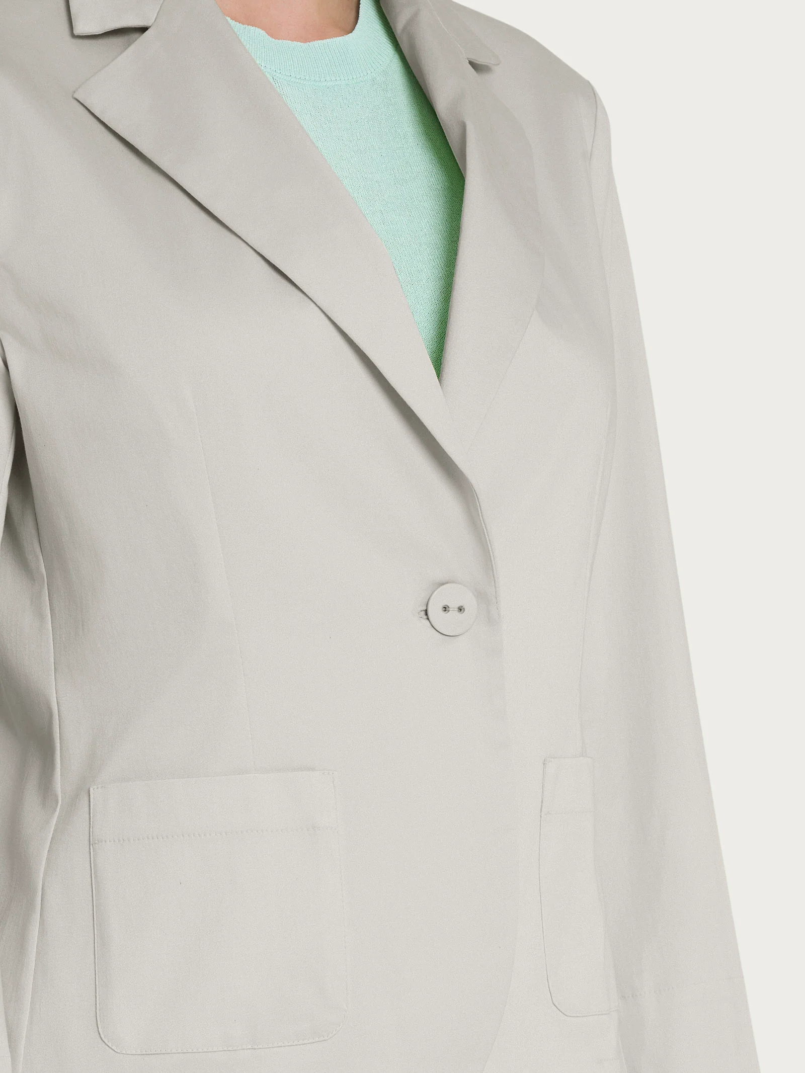 Blazer corto con 1 bottone e manica 3/4 in Satin Power - Dawn Blue - Image 3