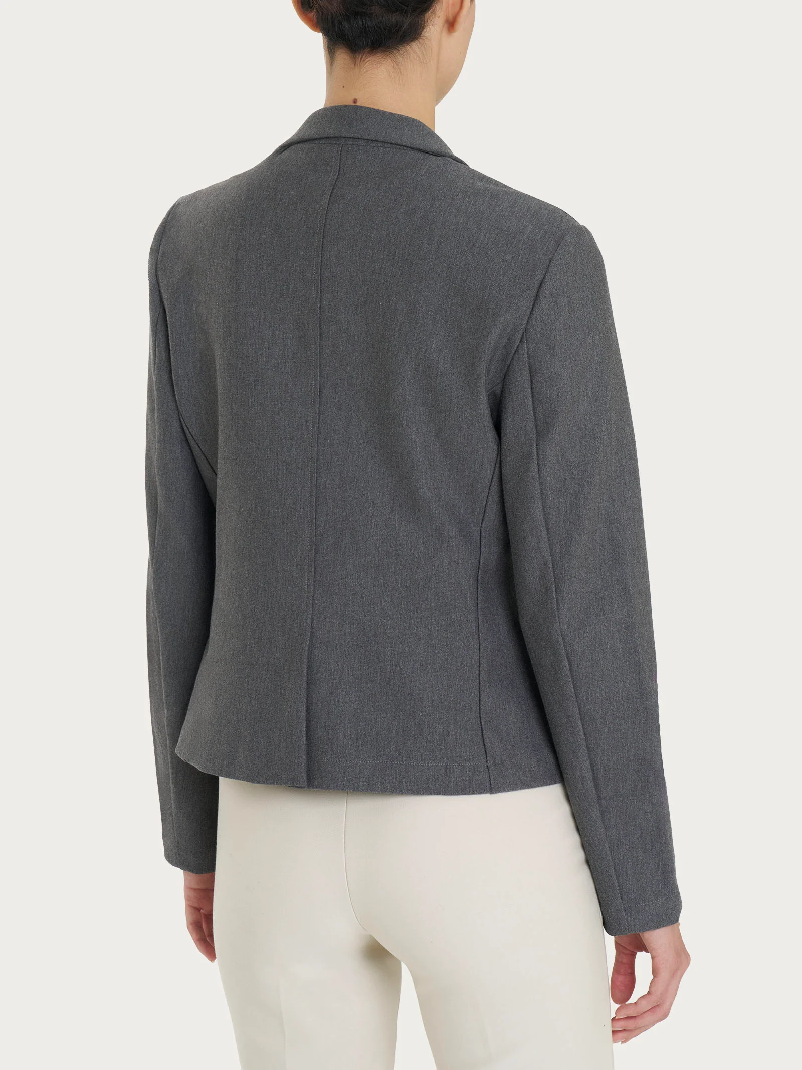 Blazer corto con 1 bottone in Compact - Ardesia Mel. - Image 2