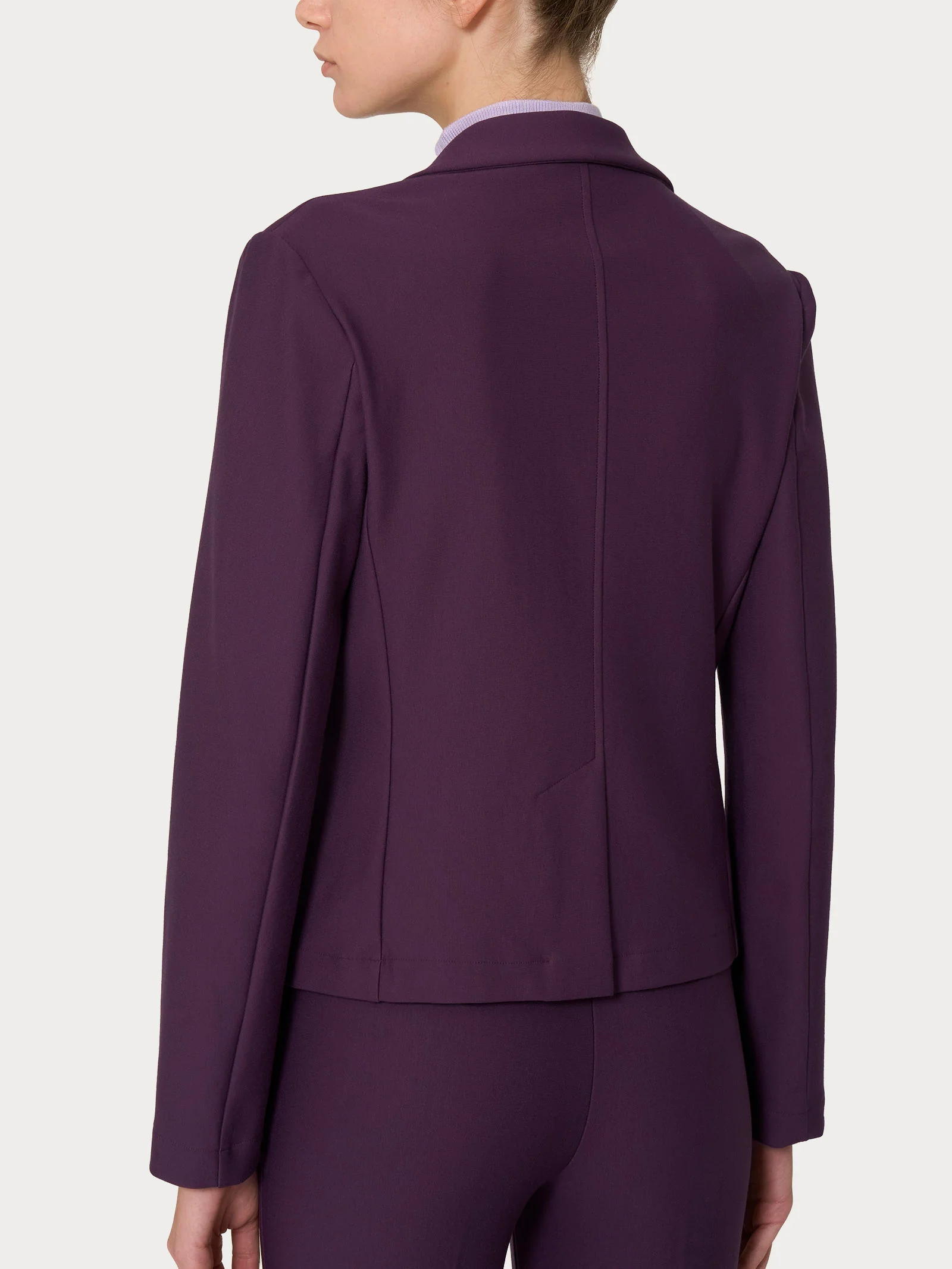 Blazer corto con 1 bottone in Compact - Plum Perfect - Image 2